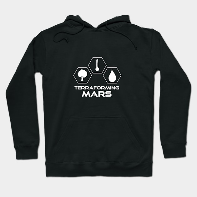 Terraforming Mars White Icons Stacked Hoodie by BurkePhoto